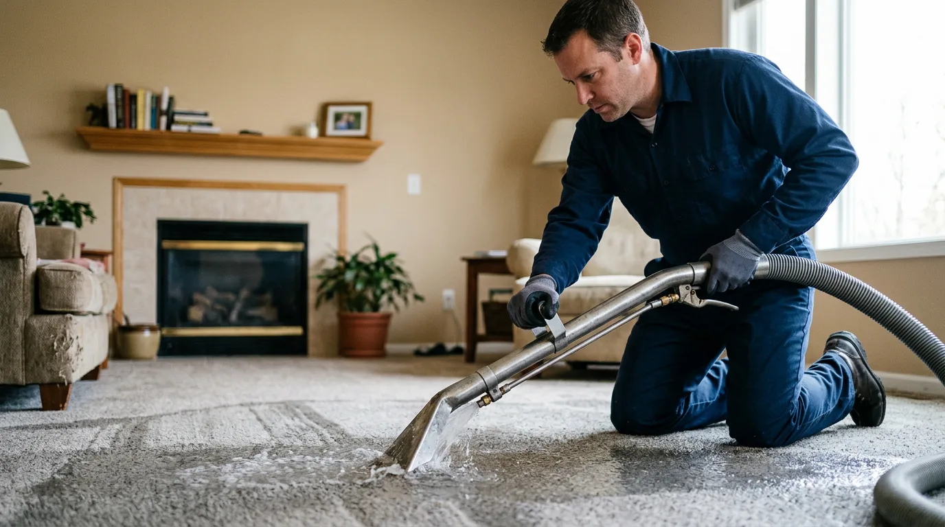 Water damage restoration technician working near Loa, UT